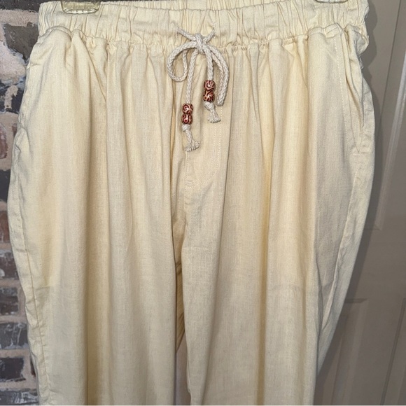 New Men’s Sir7 Beige Linen Cotton Pull On Drawstring Pants Wide Straight Leg LRG - Picture 10 of 13